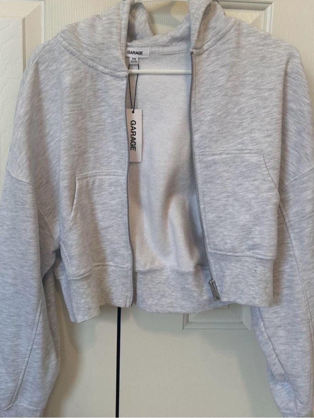 Garage Heather Gray Cropped Zip Hoodie